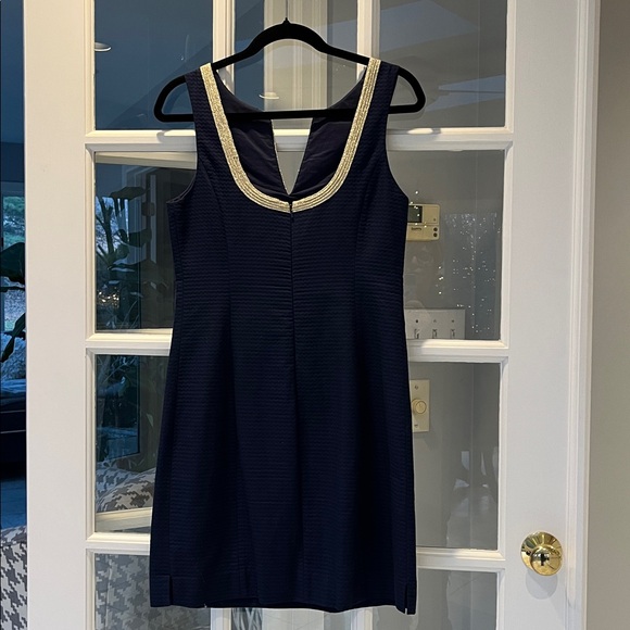 Lilly Pulitzer Navy Blue/Gold Dress - Sz 4 - Picture 3 of 4